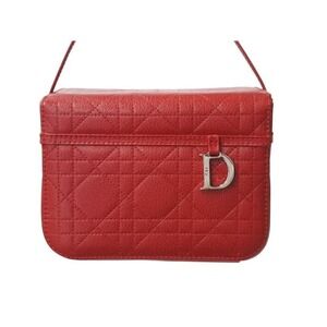 Dior Leather Christian Vanity Cannage Red Bag Handbag